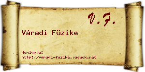 Váradi Füzike névjegykártya